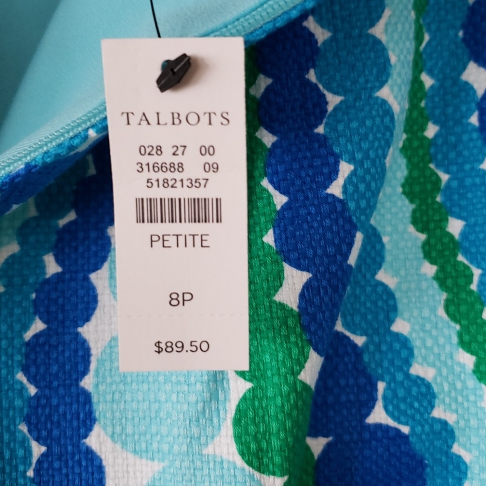 Talbots aquamarine wave dot pencil skirt - Picture 5 of 7